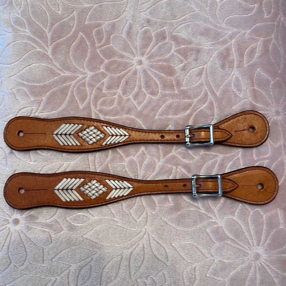 Weaver spur straps western rawhide men or women 10”